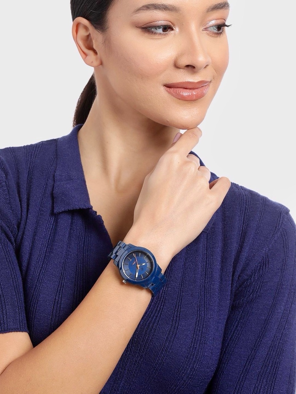 COACH CLASSIC NAVY BLUE CERAMIC & GOLD DETAILS ~WATCH WATER RESISTANT 30 meters